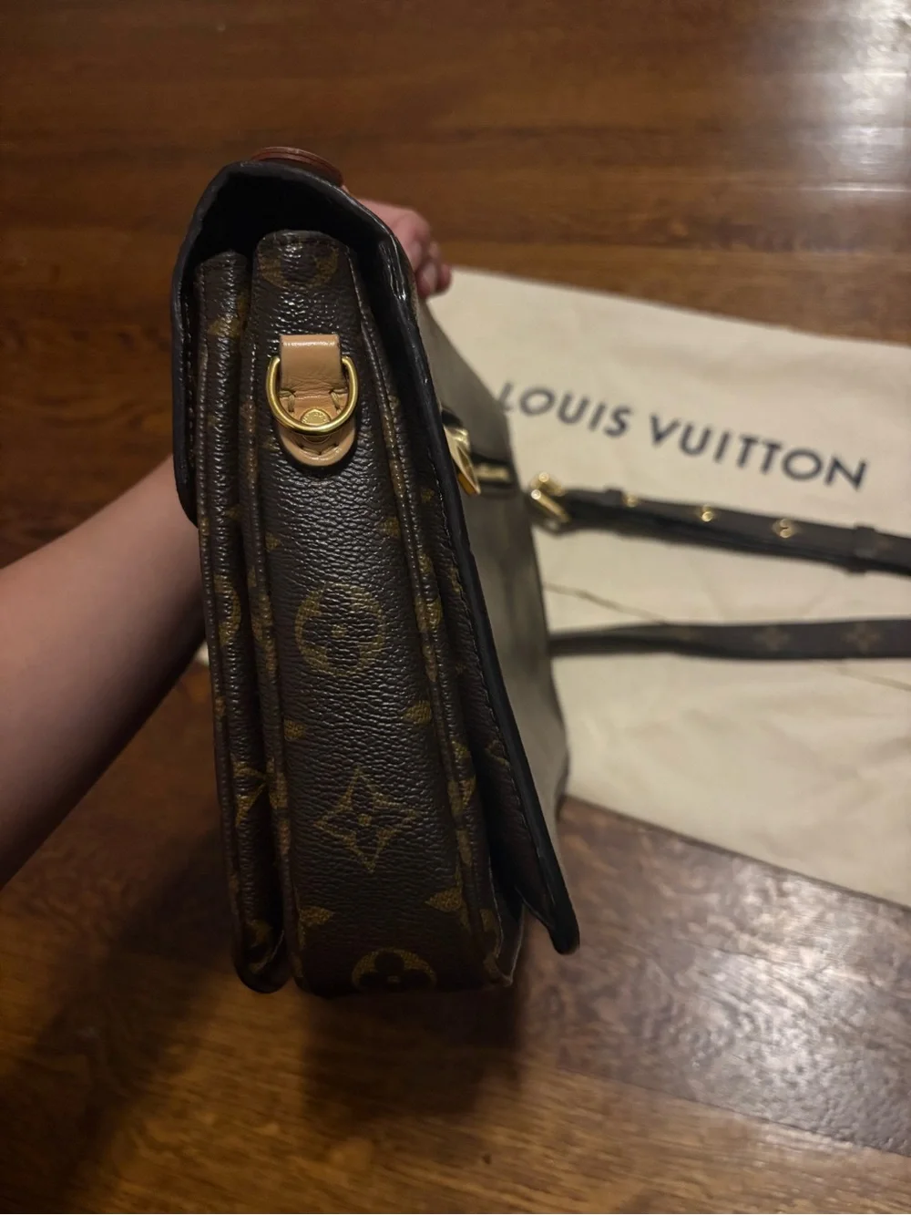 Louis Vuitton Monogram Canvas Satchel in Brown with Gold Hardware